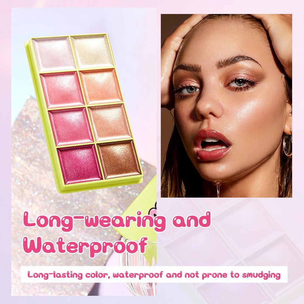 TVLV 8-Color Shimmer Highlighter Palette – Face & Eye Glow Shimmer Highlighter Palette QXL