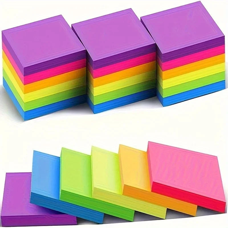 6-Pack Fluorescent Sticky Notes | 300-Page Square Memo Pads Sticky Memo Pads QXL