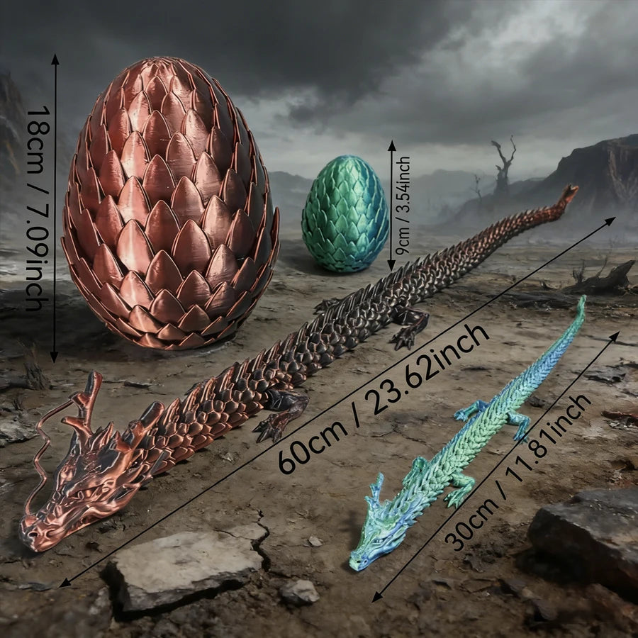 Articulated 3D Printed Dragon Model 60cm + Egg | Fantasy Decor Collectible Dragon Figure QXL