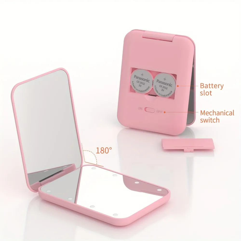 Mini LED Lighted Compact Mirror | 1X/3X Magnifying Travel Lighted Compact Mirror QXL