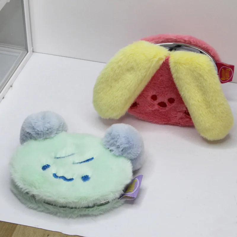 Cute Animal Plush Compact Mirror | 2-Sided Folding Travel Mirror Compact Travel Mirror QXL