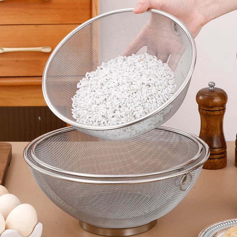 Stainless Steel Colander Drain Basket & Fine Mesh Strainer Kitchen Colander Strainer QXL