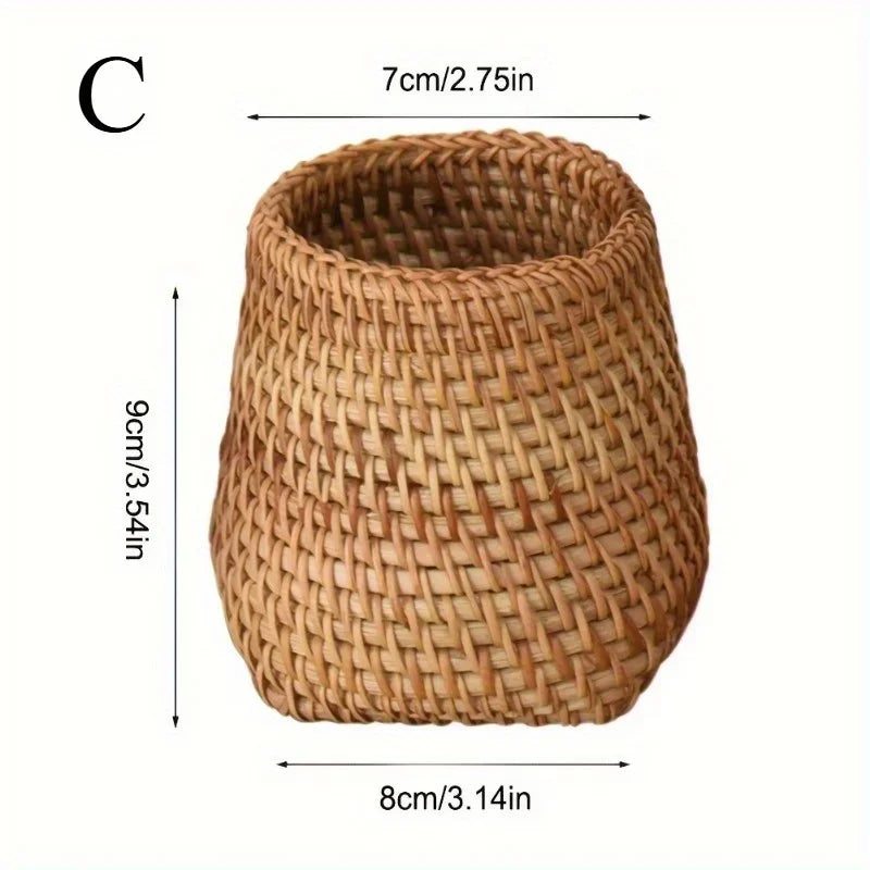 Rattan Pen Holder | Desk Organizer for Home, Office & School Desk Pen Holder QXL