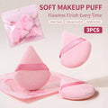 KOSSHOW 3-Pack Soft Makeup Puffs for Loose Powder Setting Makeup Sponge Puff QXL Pink