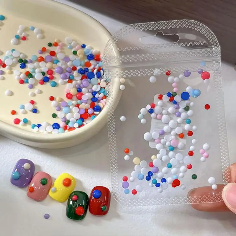 100-Pc 3D Resin Polka Dot Nail Charms | Summer Nail Art Decor 3D Nail Charms QXL