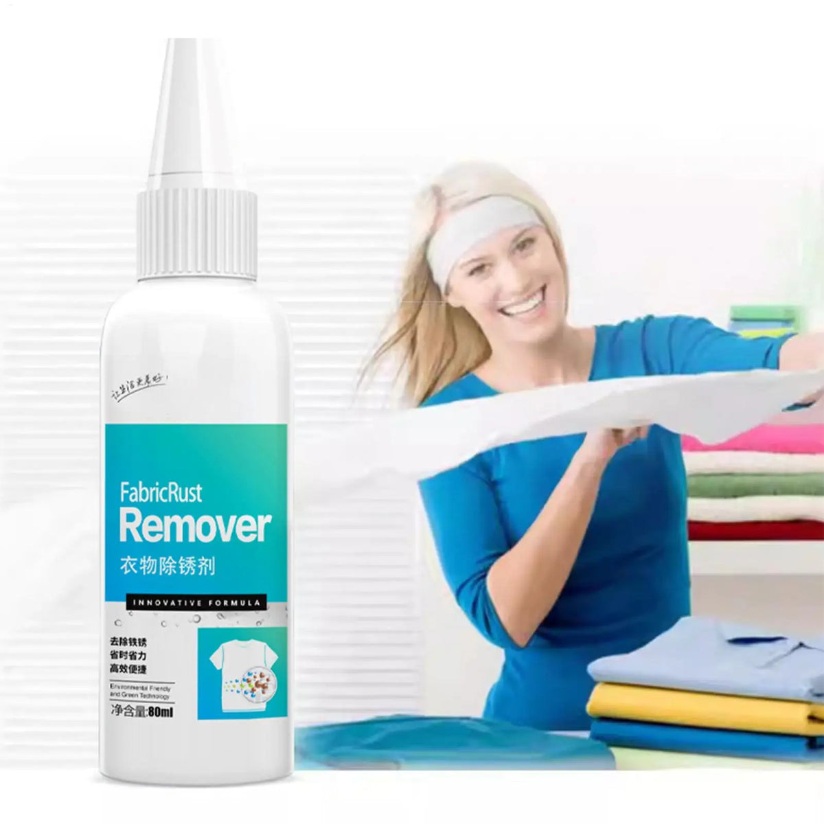80ml Fabric Rust & Stain Remover – Fast-Acting Clothing Cleaner Fabric Stain Remover QXL