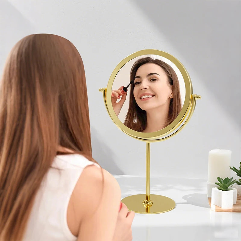 360° Rotating Desktop Vanity Mirror | Iron Frame, Gold & Black Desktop Vanity Mirror QXL