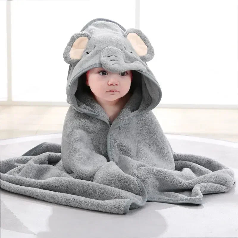 Hooded Baby Bathrobe | Coral Fleece Infant Towel & Swaddle Baby Hooded Bathrobe QXL