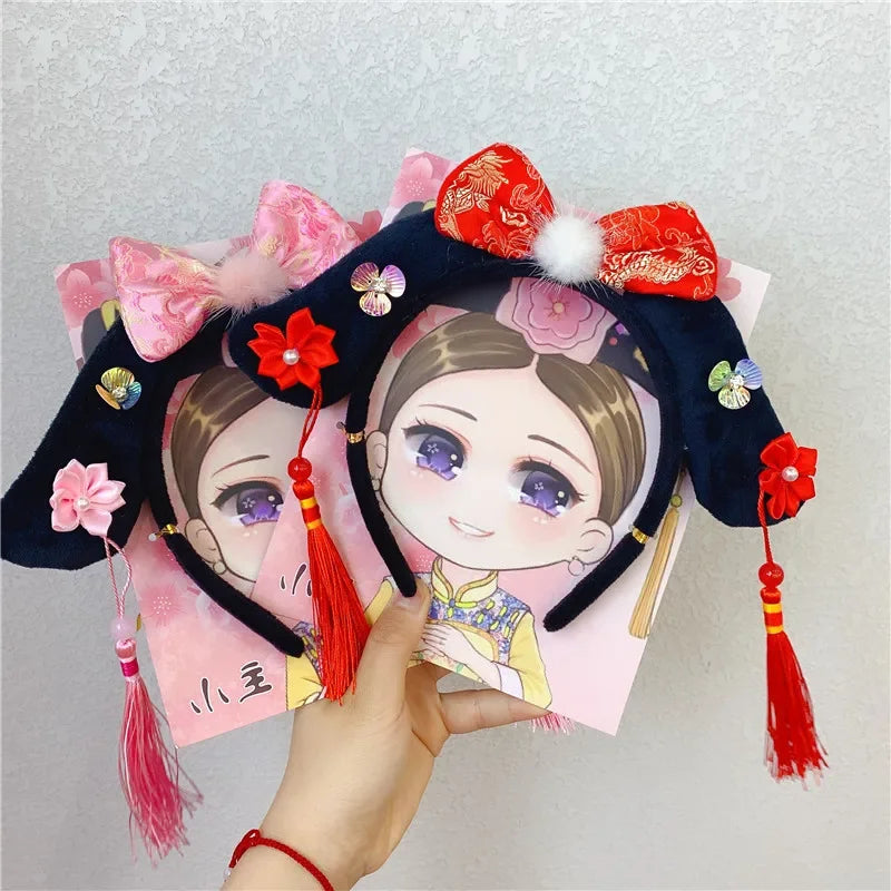 Chinese Hanfu Hair Hoop | Retro Butterfly Flower Tassel Headdress Hair Hoop Headdress QXL