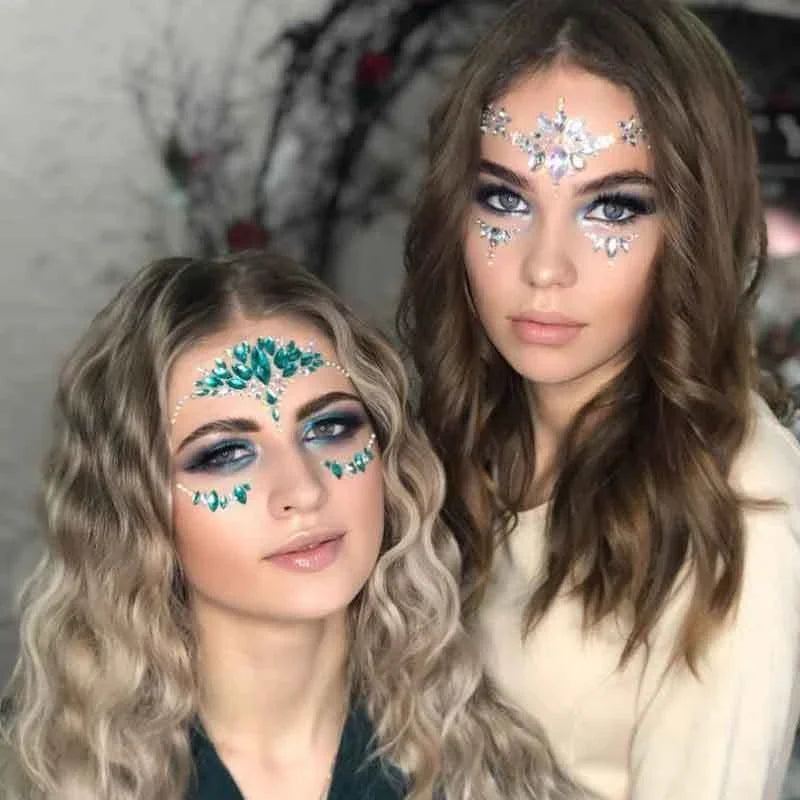 3D Glitter Rhinestone Face Jewel Stickers | Temporary Tattoos Temporary Face Gems QXL