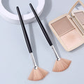 KOSSHOW 2-Pack Fan Makeup Brushes – Highlighter & Powder Fan Makeup Brush Set QXL black