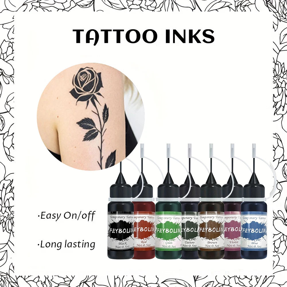 Temporary Tattoo Ink Gel Kit – 4-Pc Freehand Body Paint Temporary Tattoo Kit QXL