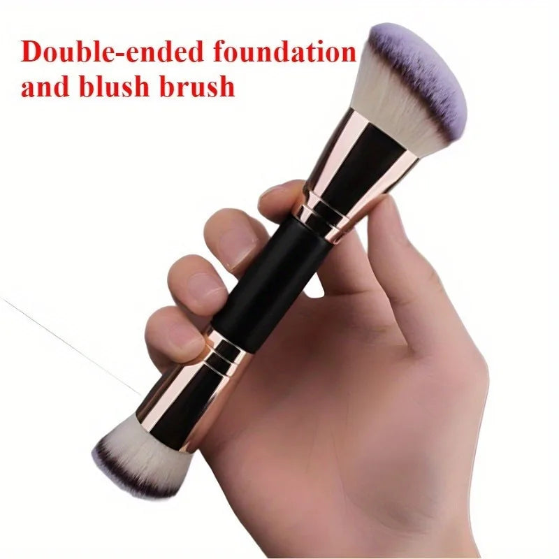 Double-Ended Foundation & Blush Contour Brush | Soft Bristles Contour Makeup Brush QXL