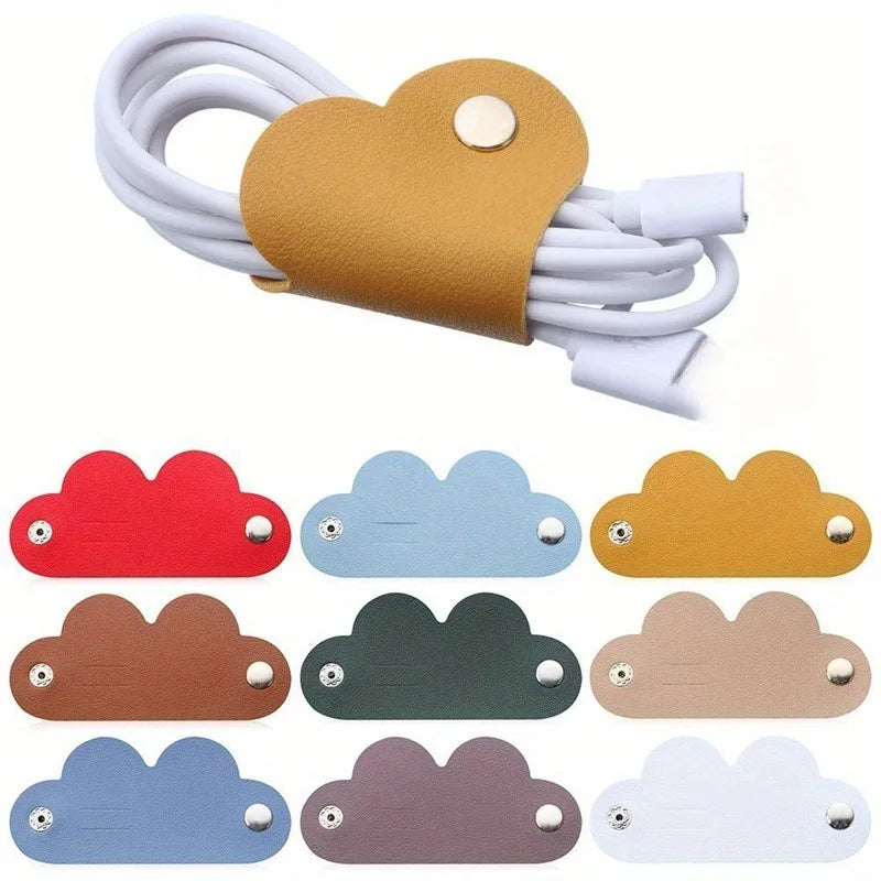 5-Pack Leather Cable Winder Ties | Heart Buckle Wire Organizer Cable Wire Organizer QXL