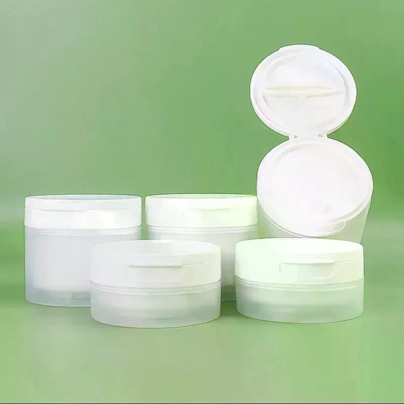 Refillable Travel Cosmetic Jar 50/120g – Flip Cover & Spoon Cosmetic Storage Jar QXL