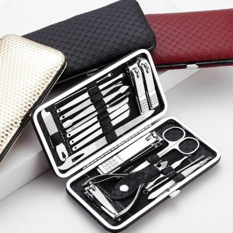 8/19-Pc Stainless Steel Nail Clipper & Manicure Set with Case Nail Clipper Set QXL