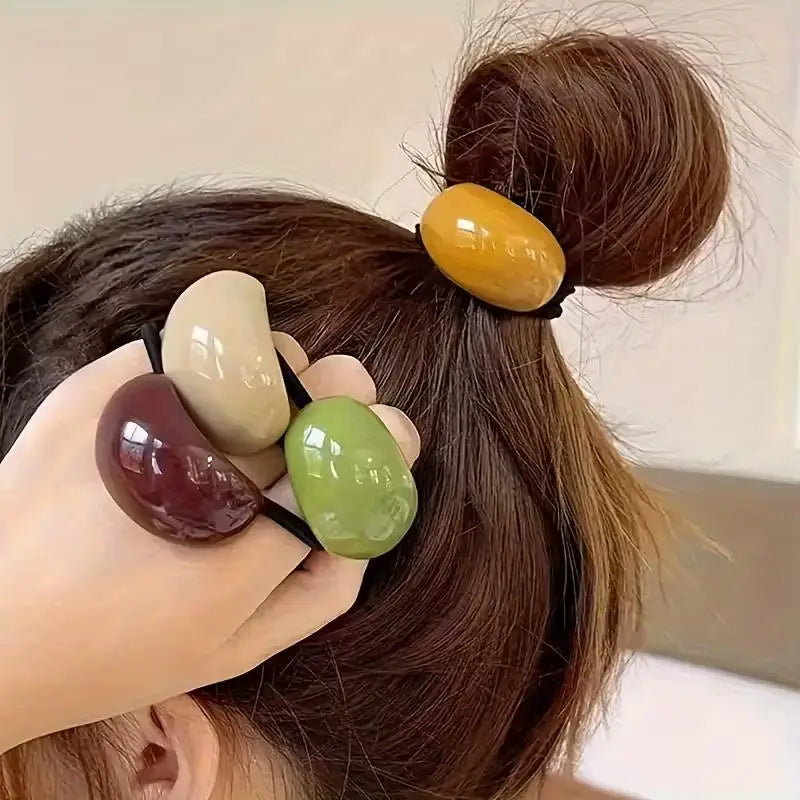 4-Pack Mixed Color Elastic Hair Rings | Candy Acrylic Hair Bands Elastic Hair Bands QXL