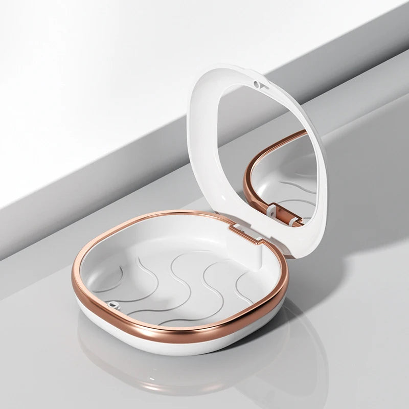 Magnetic Dental Retainer Case with Mirror | Travel Aligner Box Dental Retainer Case QXL White