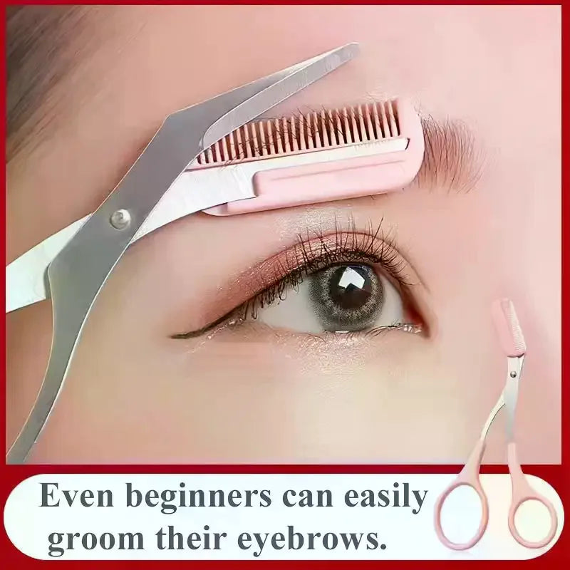 Stainless Steel Eyebrow Scissors with Comb | Brow Trimmer Eyebrow Trimmer Scissors QXL
