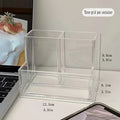 Acrylic 3-Grid Pen Holder | Clear Desktop Organizer Desktop Pen Organizer QXL Transparent