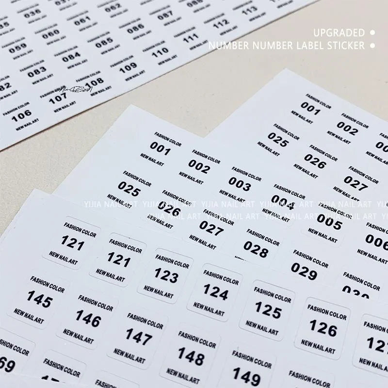 No.1–240 Nail Polish Number Stickers | Color Label Sheet Nail Organization Stickers QXL