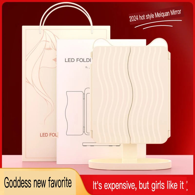 LED Lighted Makeup Mirror | 3-Color Magnifying Beauty Mirror Lighted Makeup Mirror QXL