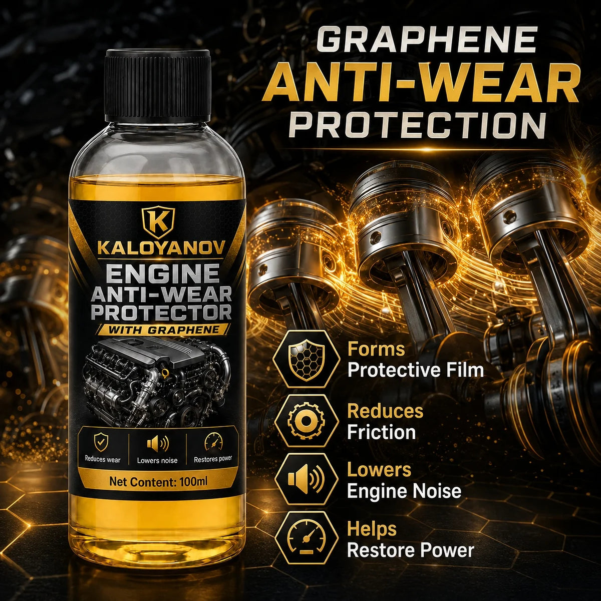 Graphene Engine Oil Additive 100ml | Anti-Wear Protector Engine Oil Additive QXL