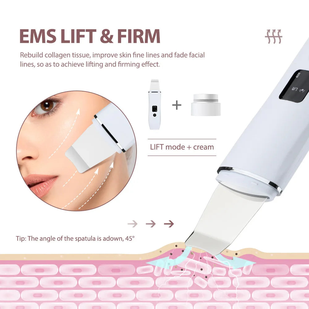 Ultrasonic Skin Scraper | 4-Mode Microcurrent Lifting Device Ultrasonic Skin Scraper QXL