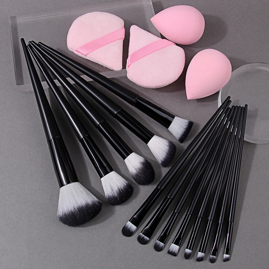 KOSSHOW 13-Pc Makeup Brush Set with Puffs & Sponges Makeup Brush Set QXL