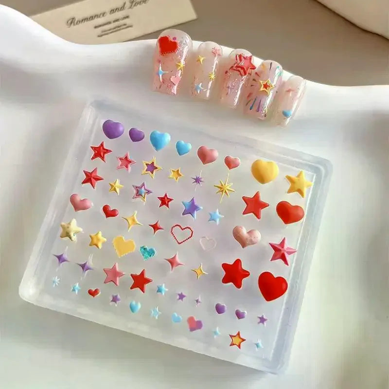 3D Silicone Nail Art Mold – Heart Star Pentagram DIY Charms Silicone Nail Mold QXL