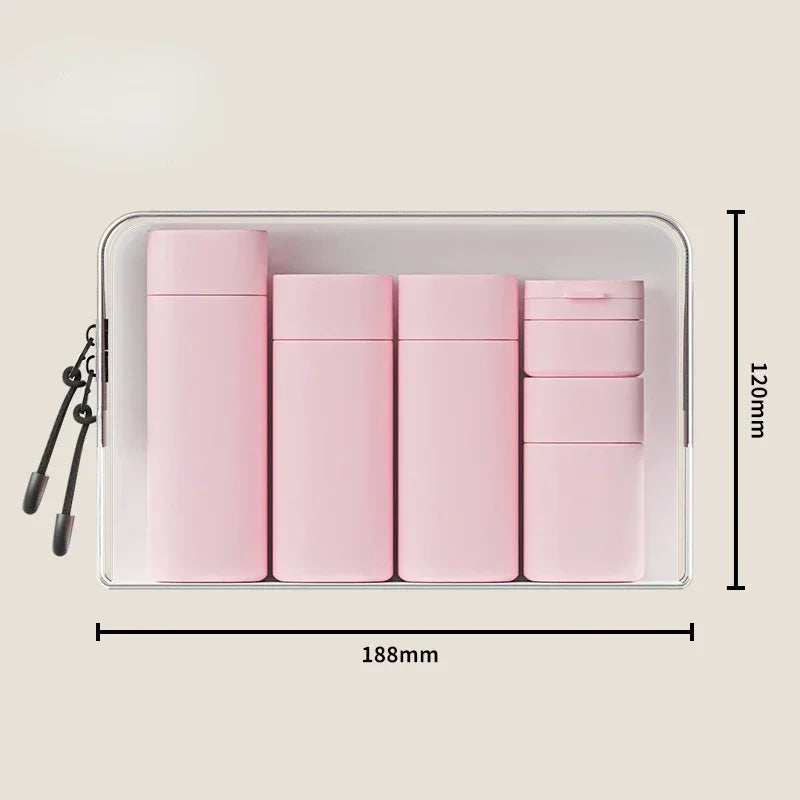 5-Piece Refillable Travel Bottles | Lotion & Shampoo Dispensers Travel Bottle Set QXL Pink