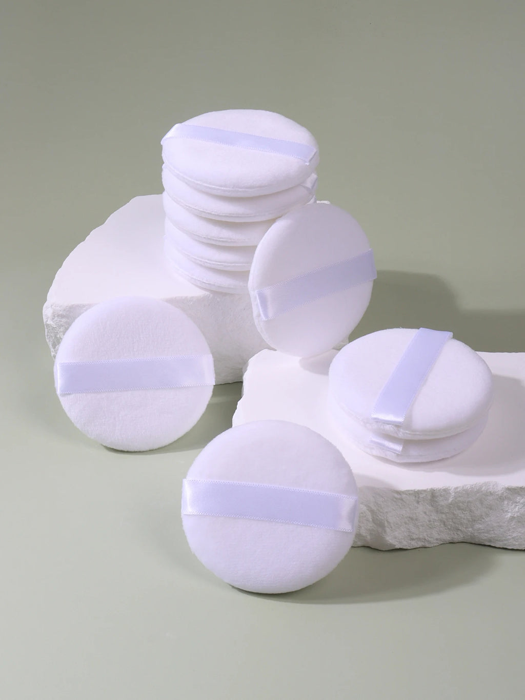 White Round Powder Puffs for Setting & Base Makeup | 2–20 Pack Makeup Powder Puff QXL