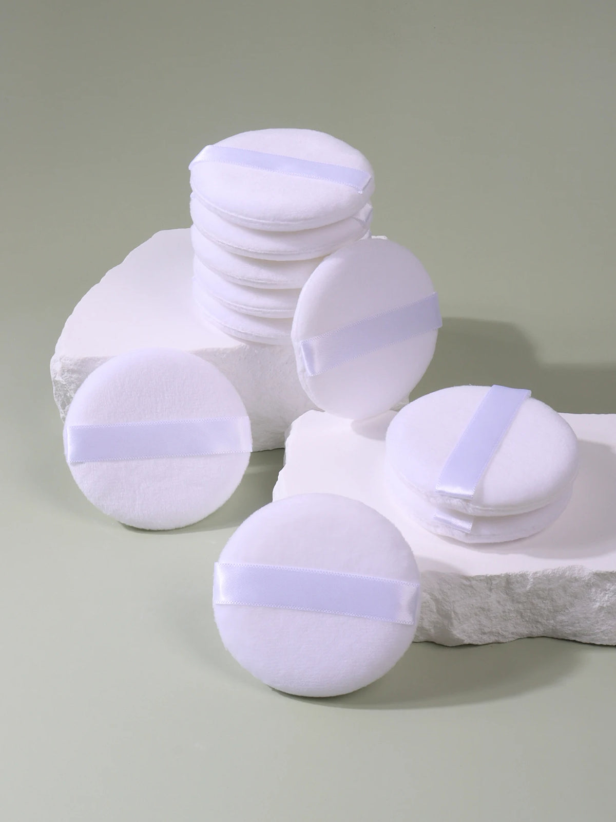 White Round Powder Puffs for Setting & Base Makeup | 2–20 Pack Makeup Powder Puff QXL