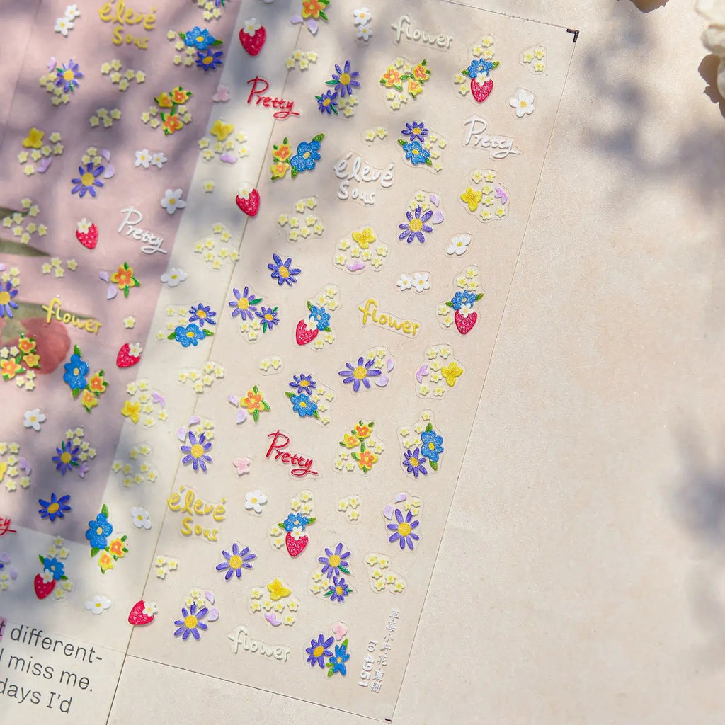 5D Kawaii Animal Nail Stickers | Cat Bunny Dog Mouse Decals Nail Art Stickers QXL