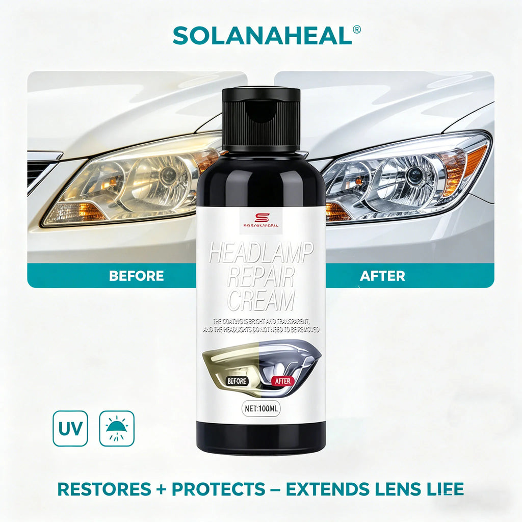 Car Headlight Restoration Cream & Applicator Sponge – Clear Coat Headlight Restoration Kit QXL