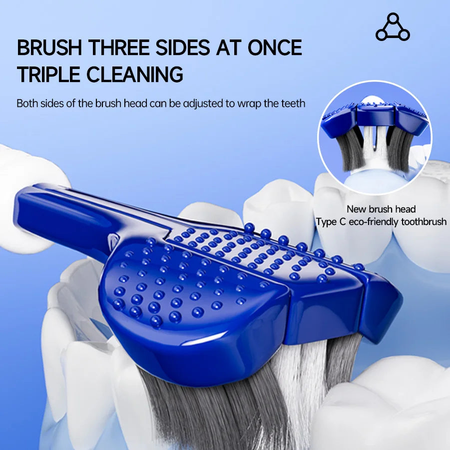 6-Pack 3D U-Shaped Three-Sided Soft Toothbrush for Adults Manual Toothbrush QXL