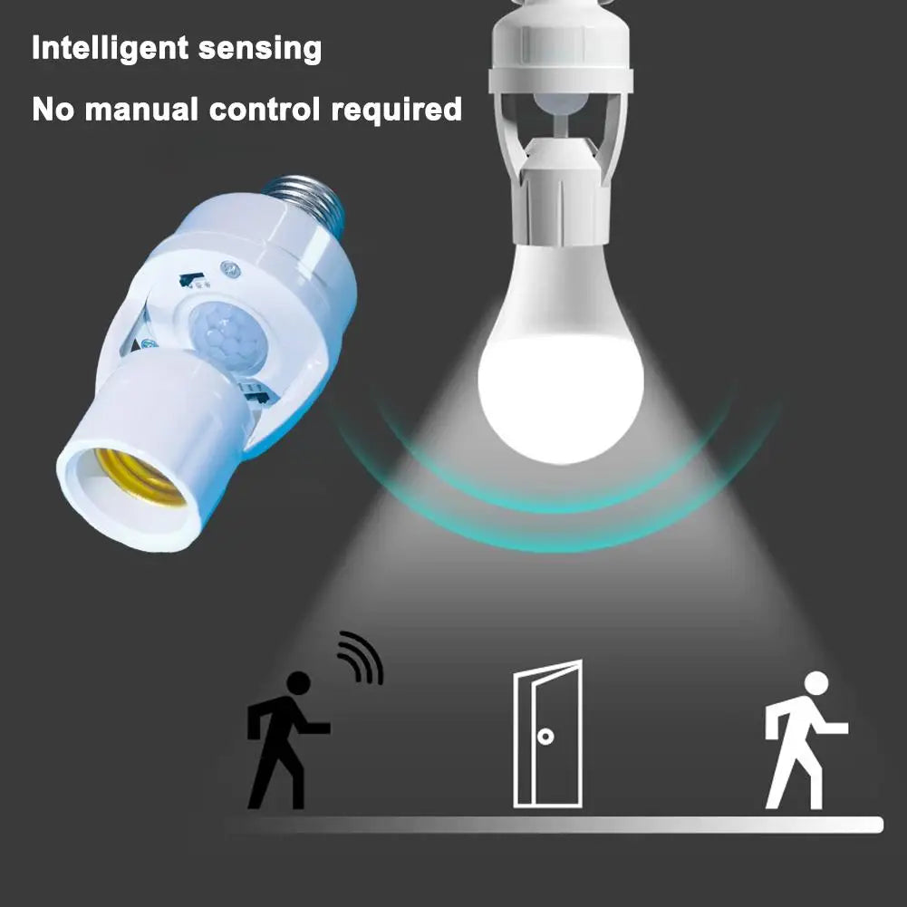 E27 PIR Motion Sensor Lamp Holder Adapter | Auto Light Switch Motion Sensor Lamp Adapter QXL