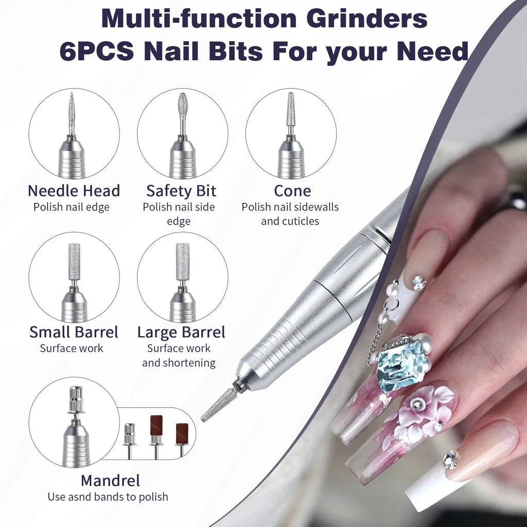 Cordless Electric Nail Drill 45000RPM | Pro Manicure Kit Electric Nail Drill QXL