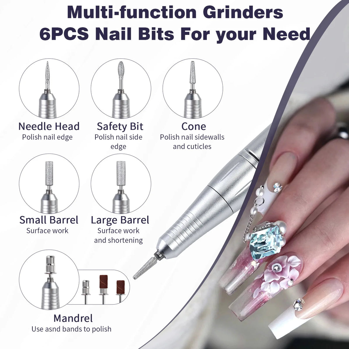 Cordless Electric Nail Drill 45000RPM | Pro Manicure Kit Electric Nail Drill QXL