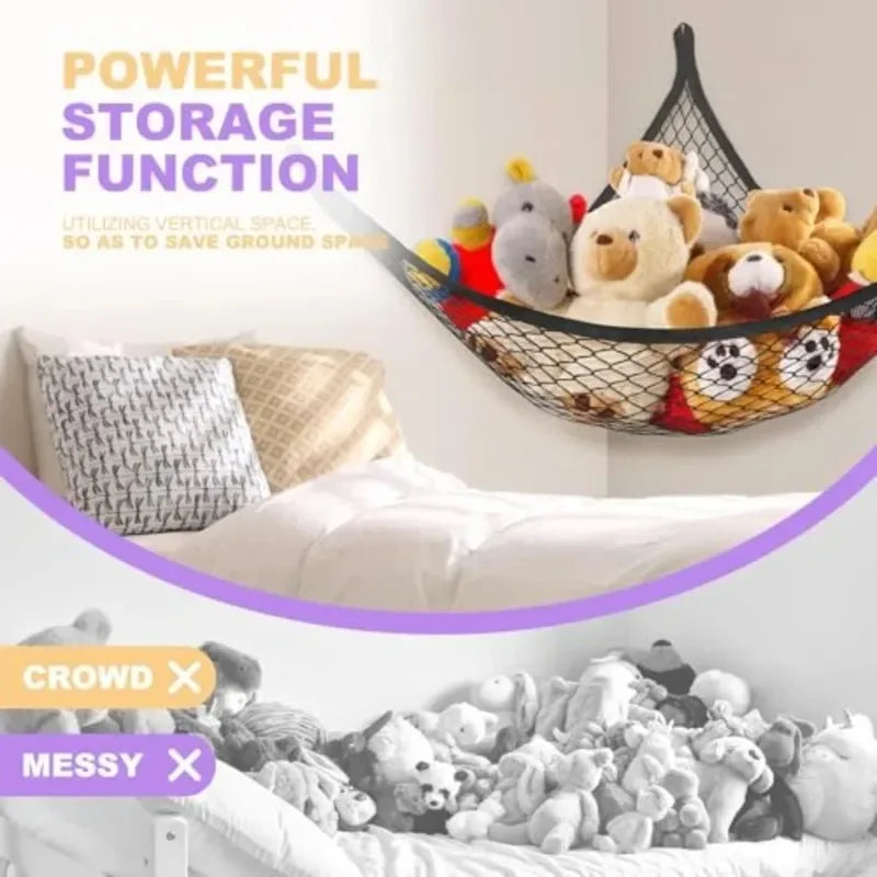 Stuffed Animal Net Hammock | Corner Toy Organizer for Kids Toy Storage Hammock QXL
