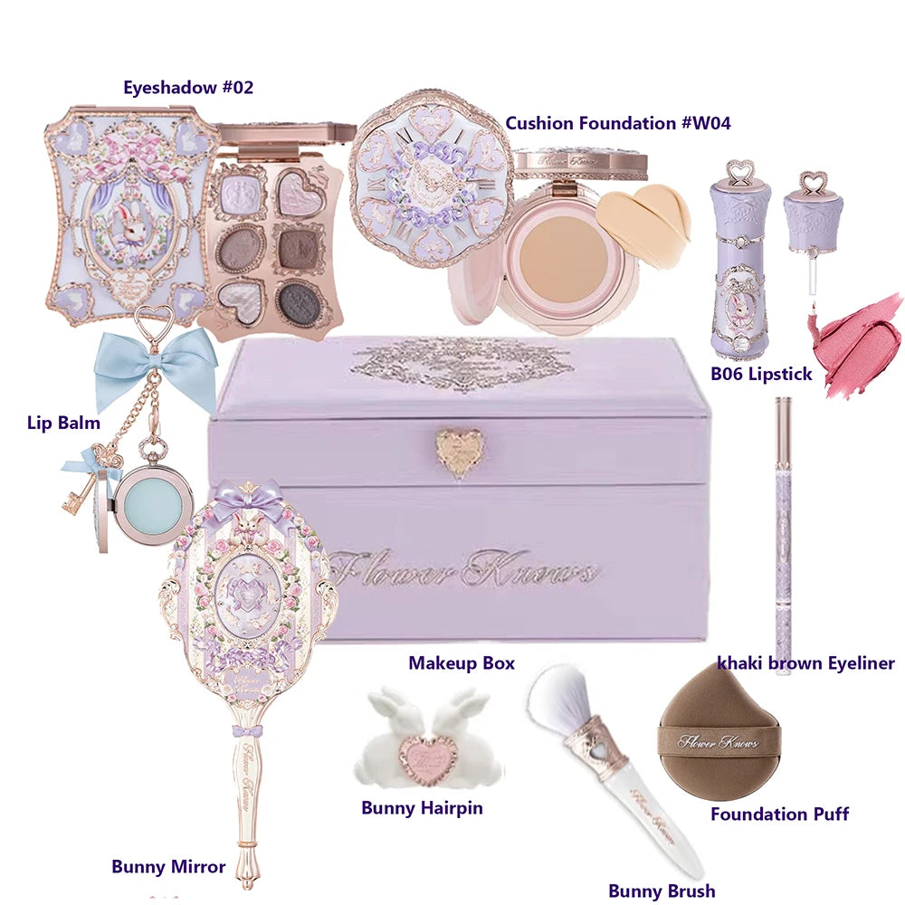 Flower Knows Shell Jewelry 10-Pc Makeup Gift Set | Eyeshadow Makeup Gift Set QXL Bunny Box 10pcs