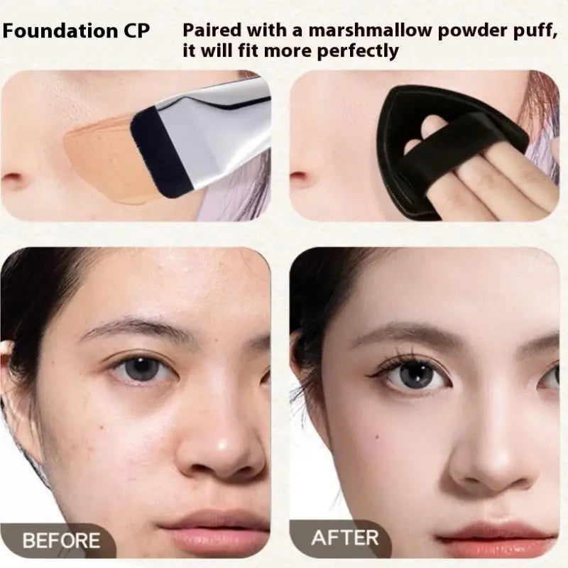 Flat Top Foundation Brush & Powder Puff Set | Makeup Tools Foundation Brush Set QXL