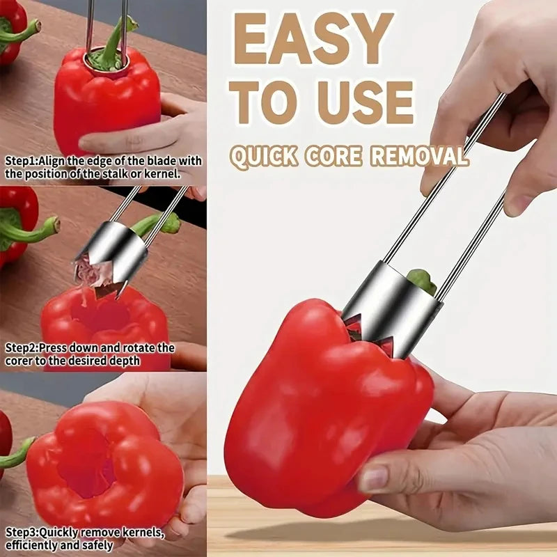 Stainless Steel Fruit & Vegetable Corer – Apple, Pepper, Tomato Fruit Vegetable Corer QXL