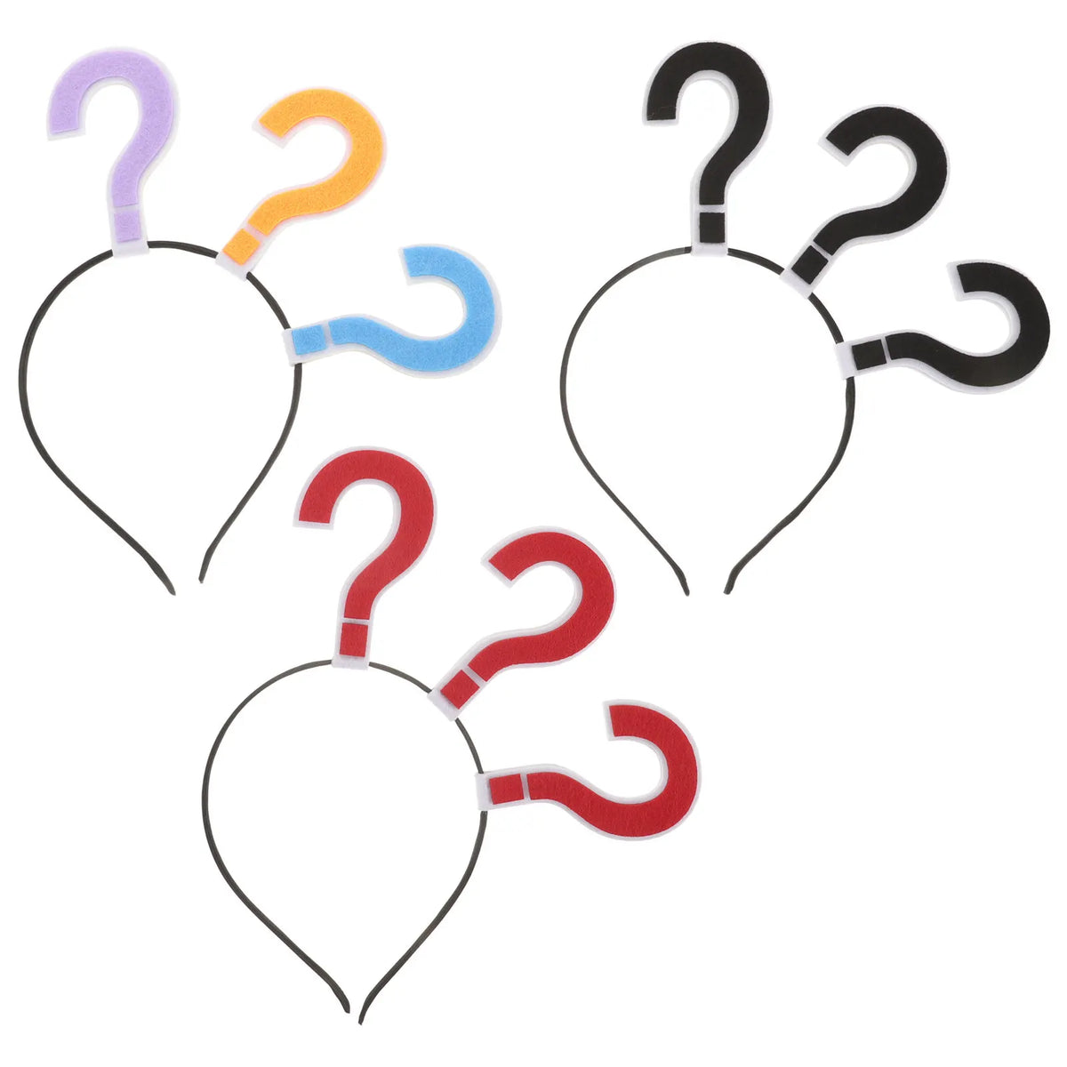 3-Pack Question Mark Headbands | Novelty Party Hair Hoops Novelty Party Headband QXL