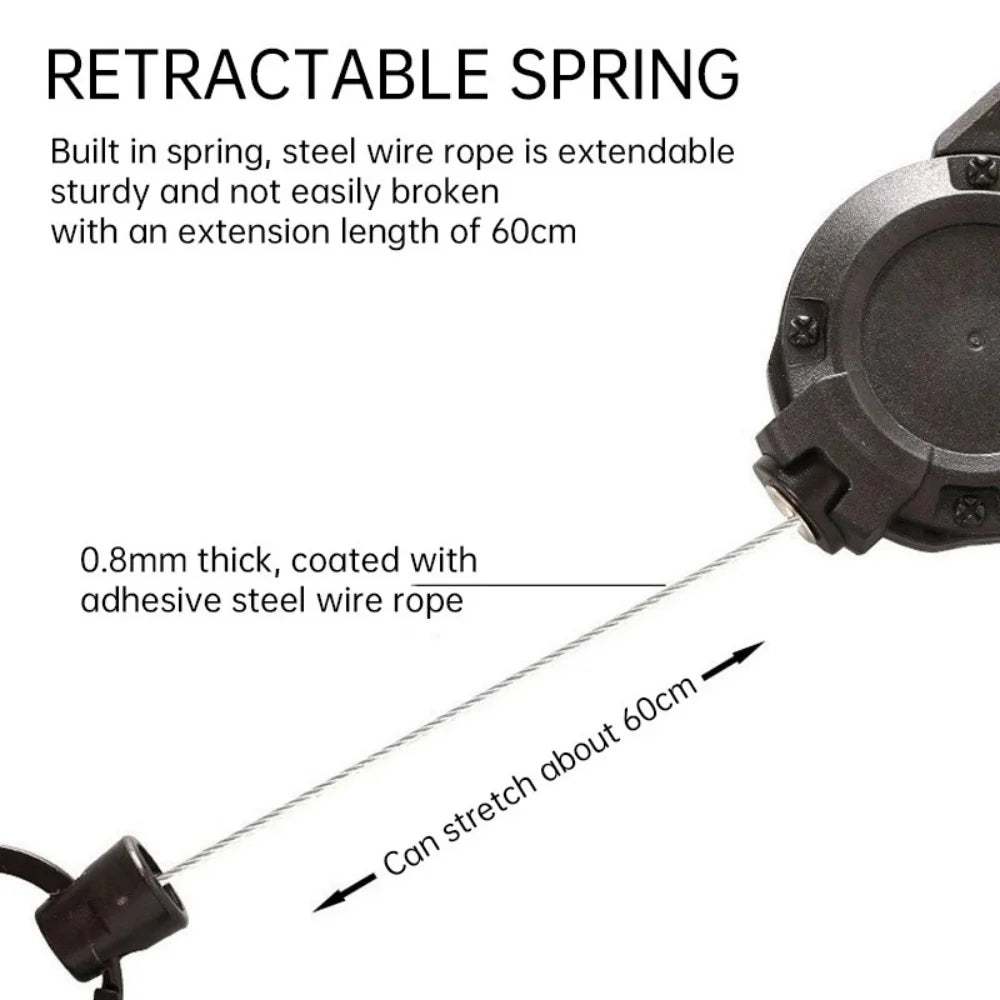 Retractable Badge Reel Carabiner Clip – Steel Wire Rope 1/5 Pack Retractable Badge Reel QXL