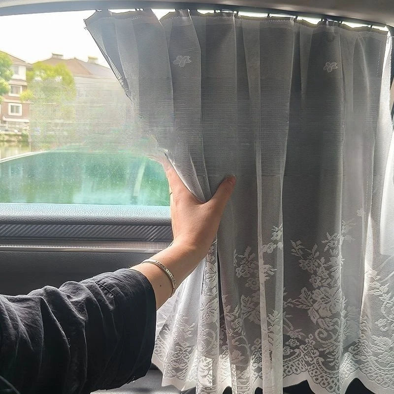 Car Privacy Curtains | Rear Seat Divider & Sun Shade Cover Car Window Curtain QXL 4PCS-Gray