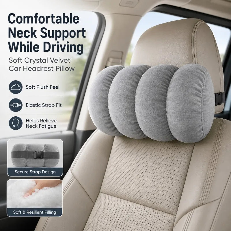 Crystal Velvet Car Headrest Pillow | Plush Neck Cushion Car Headrest Pillow QXL
