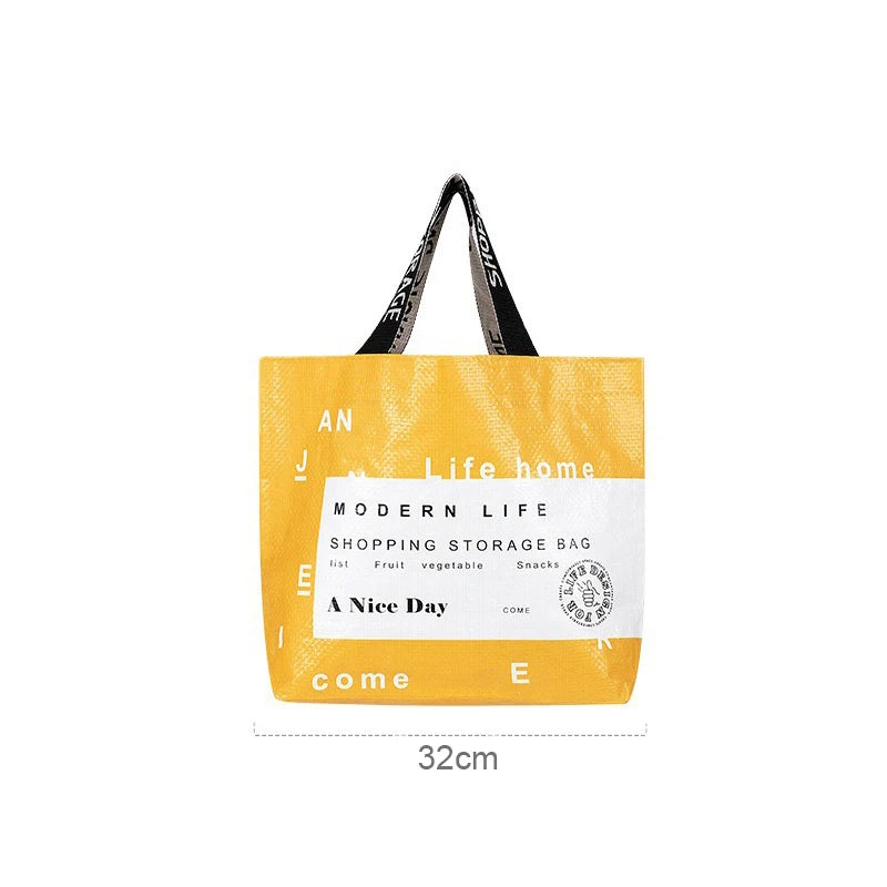 Waterproof PP Woven Reusable Shopping Bag | Large Capacity Reusable Shopping Bag QXL Yellow