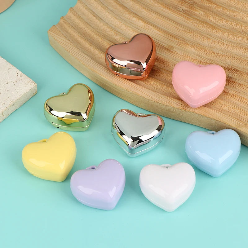 Heart-Shape Mini Empty Blush Compact with Mirror & Keychain Empty Makeup Compact QXL