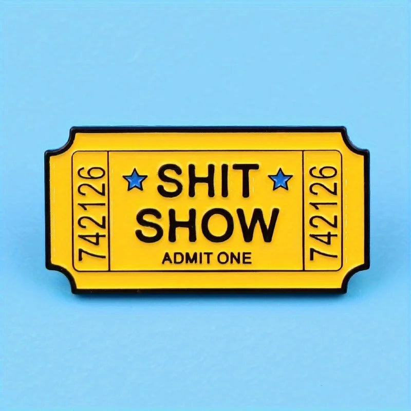 2-Pack "Admit One" Enamel Pins | Novelty Lapel Badge Brooch Set Enamel Lapel Pin QXL
